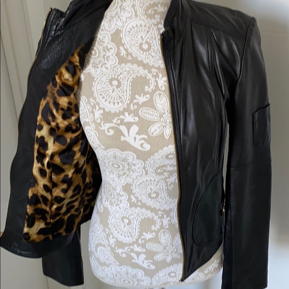 “Laundry” Black leather moto jacket - Picture 3 of 3
